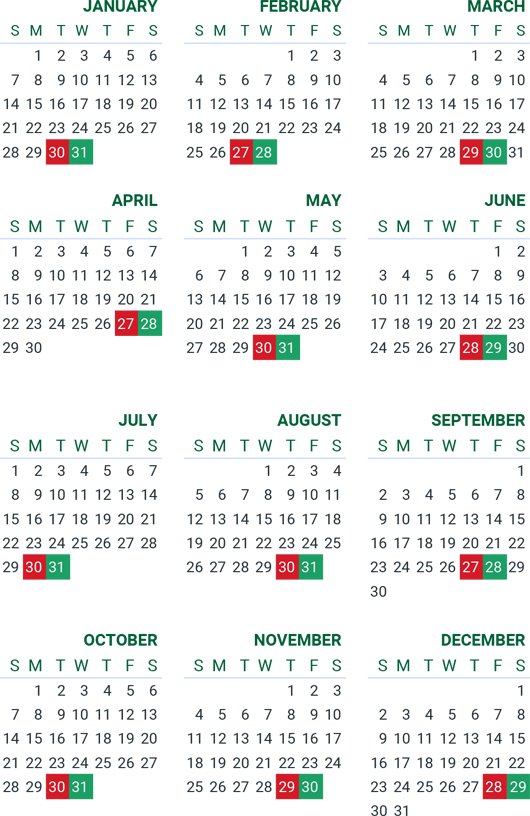2018 Qualification Calendar